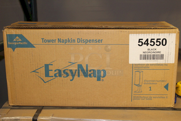 NEW IN THE BOX!! Georgia-Pacific EasyNap 54550 Black Wall or Base Mount Tower Napkin Dispenser