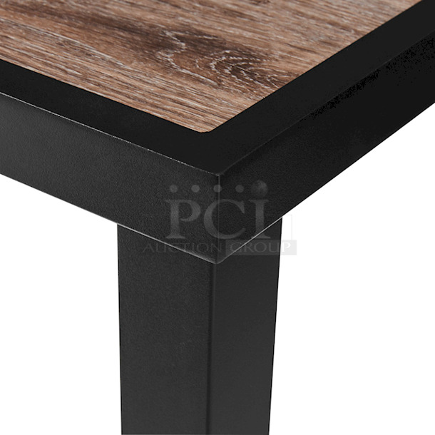 BEAUTIFUL!! Mainstays Heritage Park Outdoor Faux Wood Square Steel Dining Table.  - Image 5 of 7