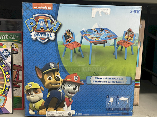 MONSTER LOT OF KIDS TOYS! Poopsie Dancing Unicorn; Pixar Cars Scoot Racer; Nickelodeon Paw Patrol Pop-Up Pretend Table & Chairs – Converts To Command Station With Working Parts; Tabeoke Singing Machine; OMG Da Boss, Little Tikes – Tikes Tough – Workshop; Sharpie Limited Edition 30 Permanent Marker Spin Tray; Crayola 90yr of Mickey 18 Giant Coloring Pages; Nickelodeon Paw Patrol Chase & Marshall (2) Chair & Table Set; KidKraft Classic Rocking Chair - Image 9 of 10