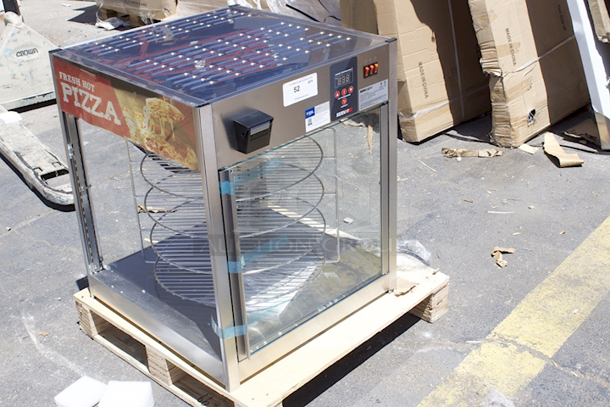 BRAND NEW SCRATCH & DENT! ServIt PDW18D1 18" Full-Service Pizza Warmer with 4-Shelf Rotating Rack. Broken Glass.
 - Image 4 of 8