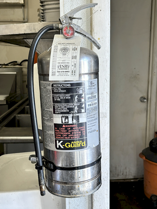 FULLY CHARGED! 6 Liter Ansul K-Guard K01-2, Liquid Agent Fire Extinguishers For Kitchen Use. 
CLASSIFICATION 2-A:K - Image 1 of 3