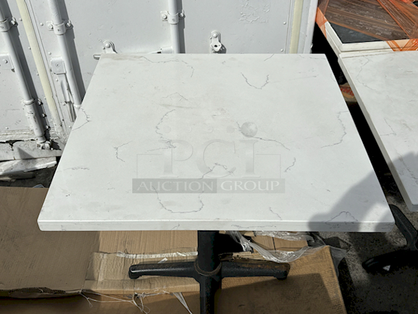 TWO 30" x 30" Marble Top Tables With Stands. 2x Your Bid - Image 2 of 3