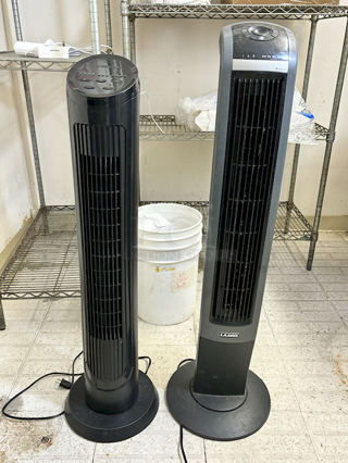 Set Of (2) Oscillating Air Purifying Tower Fans. 2x Your Bid