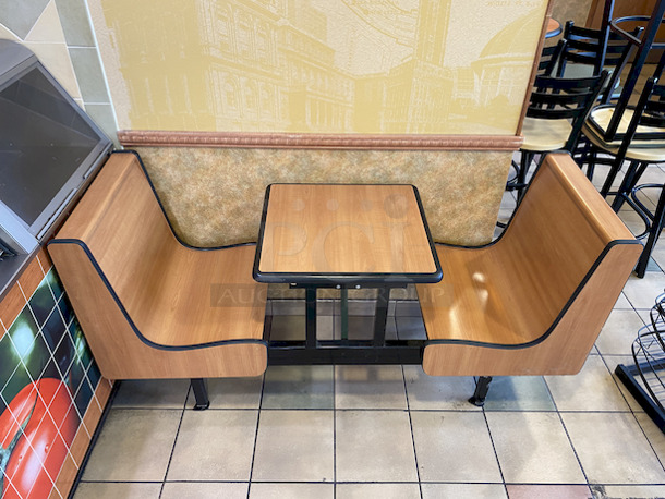 AMAZING! Plymold Attached Booth Seating. 69"x24"x35-1/2"  Tabletop - 24"x23" - Image 5 of 6