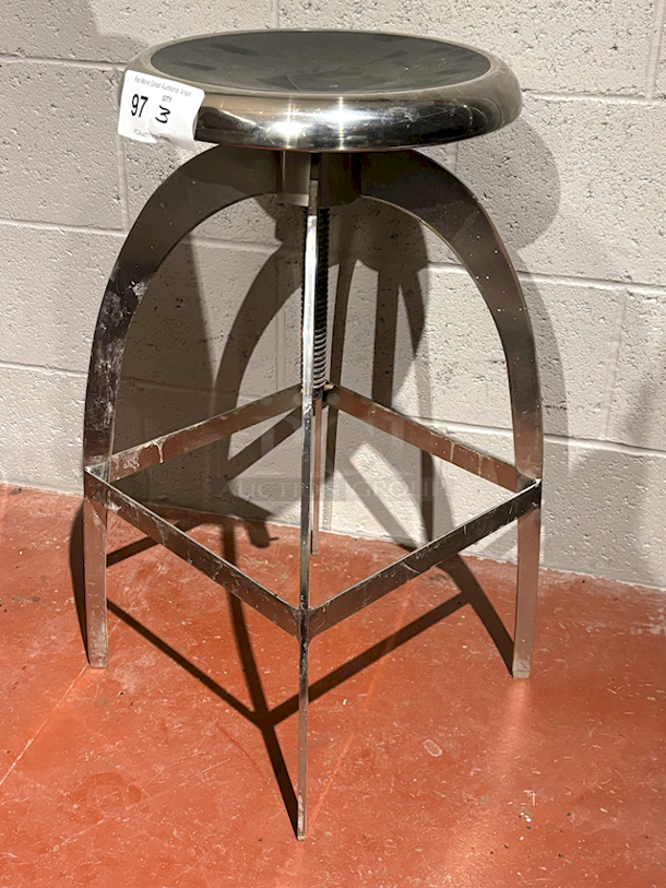 Colby Adjustable Bar Stool, Black Seat & Nickel Finish. 3x Your Bid - Image 4 of 4