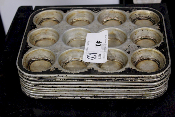 AWESOME! 12 Hole Muffin Pans. Muffin Hole Measurements 2-1/2”x1”. OA 13x10x1 10x Your Bid