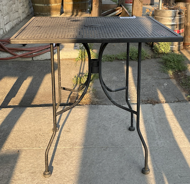 OUTSTANDING! Outdoor Patio Dinning Table With Umbrella Hole, Black, Metal, Seats 4.   - Image 2 of 3