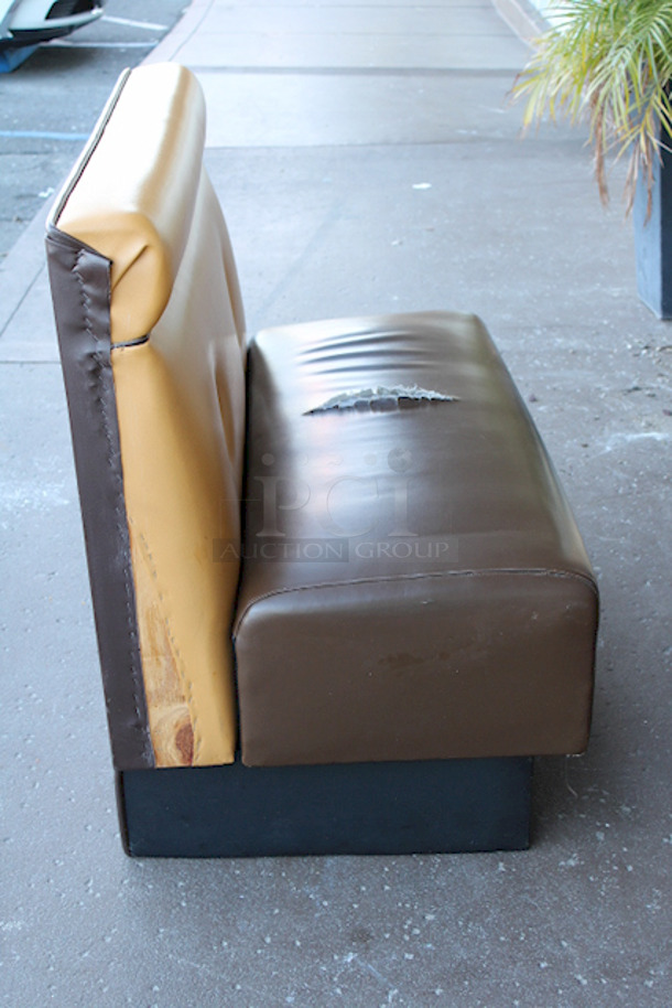 NICE! Wood Framed Brown & Tan Padded Booth Seat. 45x26x36-1/2 - Image 4 of 5