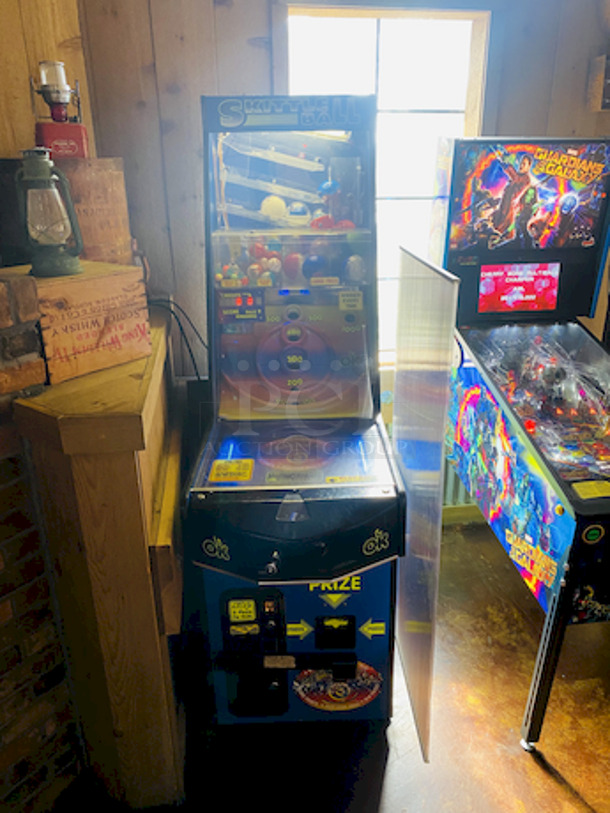 SWEET! Skittle Ball Arcade Game. In Perfect Working Order. Installed Dimensions: H: 79″, W: 24″, D: 56″ Weight: 370lbs. Electrical: 110V  BETTER PHOTOS COMING SOON - Image 1 of 2