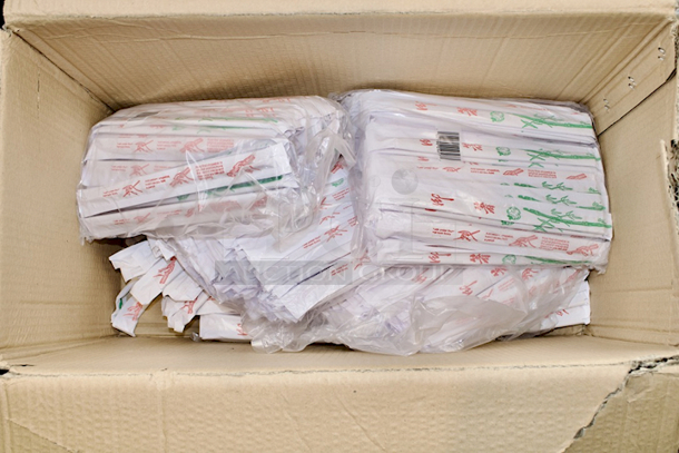 AWESOME! Carton With (4) Packs Of Wooden Chopsticks.  - Image 1 of 1