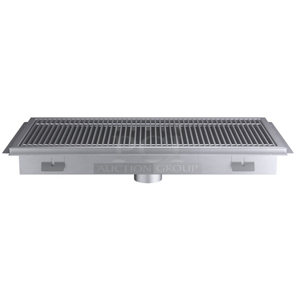 BRAND NEW SCRATCH & DENT! Regency 18" x 36" 14-Gauge Stainless Steel Floor Trough with Grate. In The Original Box. 
 - Image 4 of 9