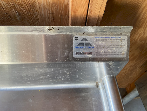 BEAUTIFUL! Advance Tabco FC-3-1515-15RL Three Compartment Stainless Steel Commercial Sink with Two Drainboards. Includes Sink and Plumbing - 75" Overall Dimensions:
Left to Right: 75"
Front to Back: 21"
Height: 43"

Compartment Dimensions:
Left to Right: 15"
Front to Back: 15"
Depth: 14"
 - Image 2 of 2