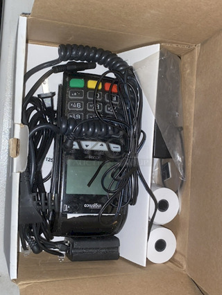 NEW-COMPLETE KIT! Ingenico iCT220 CL v3 Dual Com Credit Card Terminal Machine ICT220-11P2372A. Includes 2 Rolls and Cords