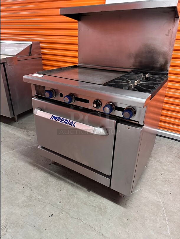 Refurbished Imperial 2 Burner With 24 inch Flat Griddle Gas Operated Working!  - Image 3 of 5