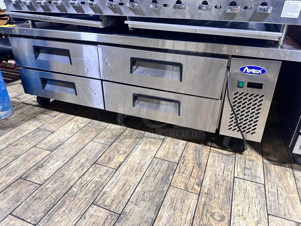 Late Model Atosa MGF8453GR 72 inch Double Section Stainless Steel Chef Base Stainless interior & exterior Working - Image 2 of 7