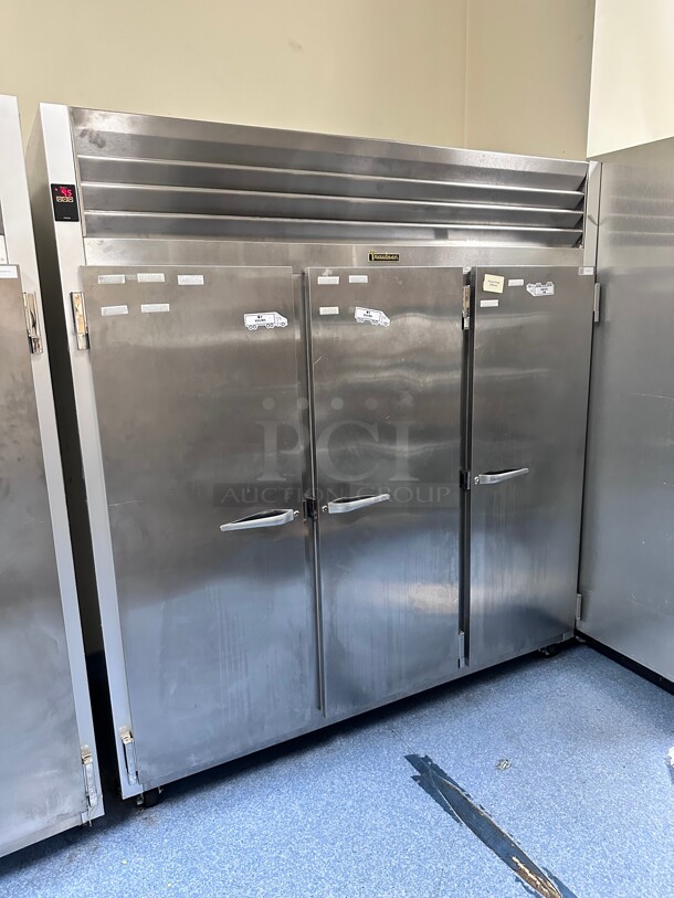 Late Model! Traulsen G31010 77 inch G Series Solid Door Reach-In Freezer with Left / Right / Right Hinged Doors 115 Volt Tested and Working! - Image 1 of 5