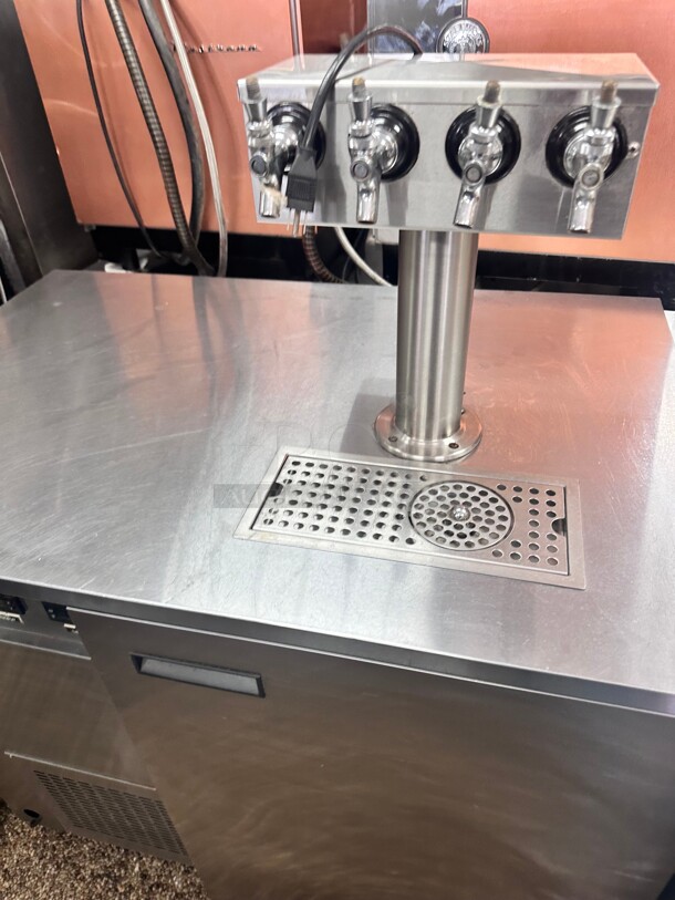 Late Model Micro Matic MM-BK 36 3/4 inch Dual Zone Kegrator Wine Dispenser with 4 Faucet (4) 1/6 Keg Capacity Working - Image 3 of 7