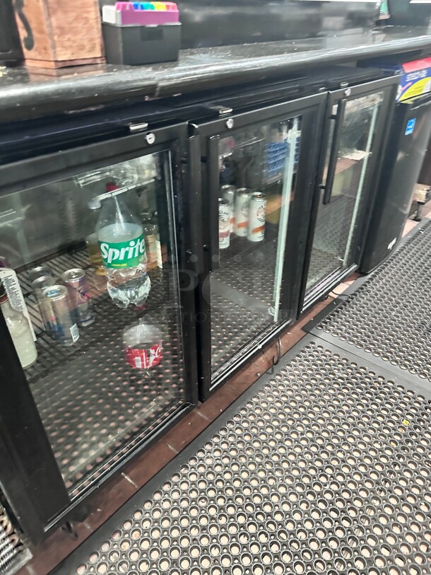 True TBB-24GAL-72G-HC-LD 71 7/8" Bar Refrigerator - 3 Swinging Glass Doors, Black, 115v Working - Image 1 of 10