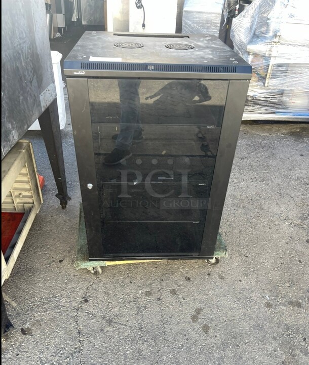 Commercial COMPONENT SERIES 38 inch TALL AV RACK IN BLACK FINISH Glass Music Cabinet - Image 5 of 8