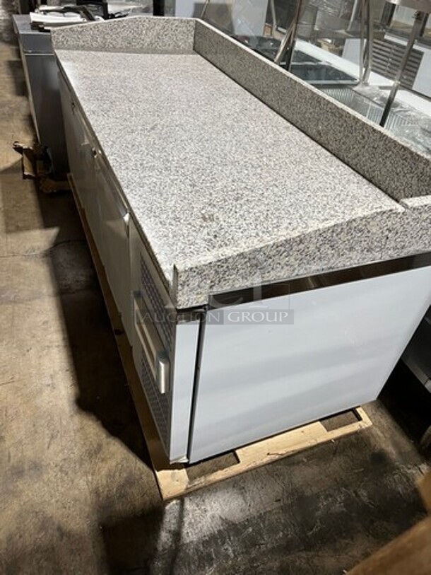 WOW! New Out Of The Box! Scratch-N-Dent! Omcan Refrigerated Marble Top Pizza Prep/Pizza Dough Retarder! With Raised Back & Side Splashes! 115V 1 Phase! Model PTCN0581! On Casters!  - Image 9 of 9