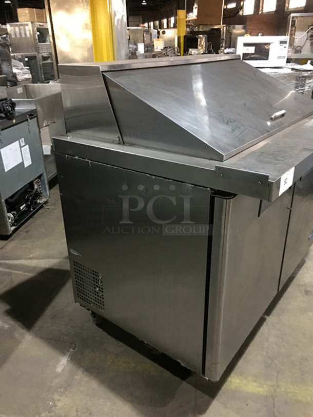 WOW! Atosa Commercial Refrigerated Sandwich Prep Table! With 2 Door Underneath Storage Space! With Poly Coated Racks! All Stainless Steel! On Casters! - Image 2 of 8