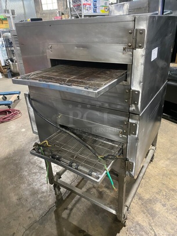 GREAT! Lincoln Commercial Electric Powered Double Deck Conveyor Pizza Oven! All Stainless Steel! On Casters! 2x Your Bid Makes One Unit! Model: 1130000A SN: 2024836 208V 60HZ 1 Phase - Image 2 of 10