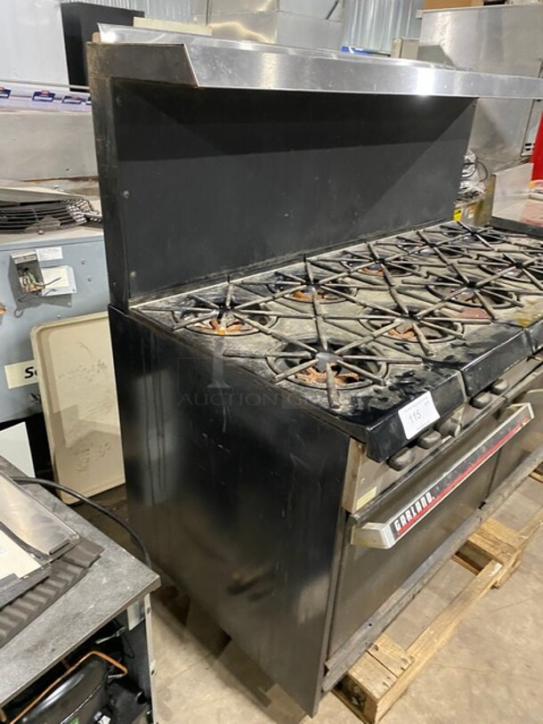 Garland Stainless Steel Commercial Natural Gas Powered 10 Burner Stove! With 2 Full-Sized Ovens! With Metal Oven Racks! With Raised Back Splash & Salamander Shelf! - Image 2 of 10