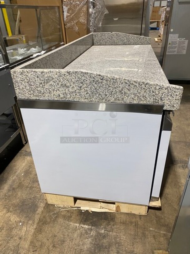 AMAZING! NEW! SCRATCH-N-DENT! Omcan Commercial Refrigerated Italian Style Marble Top Pizza Prep Table! With 3 Door Storage Space Underneath! Poly Coated Racks! All Stainless Steel! Model: PTCN0581 SN: 41145 110V - Image 3 of 12