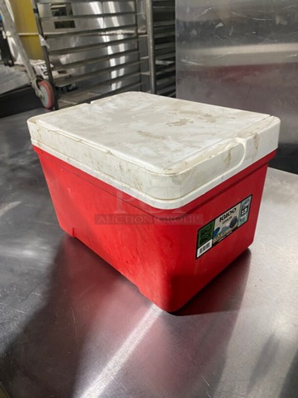 Igloo Red And White Poly Portable Cooler! With Lid And Handle! - Image 3 of 5