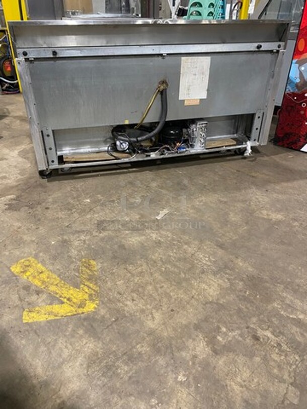 Continental Commercial Worktop/ Lowboy Cooler! With Backsplash! With 3 Door Refrigerated Storage Space Underneath! With Poly Coated Racks! All Stainless Steel! Model: SW72BS SN: 14655428 115V 60HZ 1 Phase - Image 4 of 8