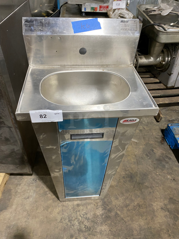 Eagle Commercial Single Bay Hand Sink! With Back Splash! With Single Door Storage Space Underneath! All Stainless Steel! Model: CHSA10P SN: 1805240629