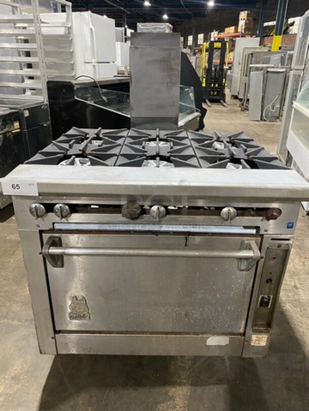 Wolf Commerical Natural Gas Powered 6 Burner Stove! With Convection Oven Underneath! All Stainless Steel! On Casters!