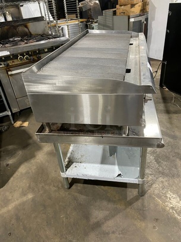 NEW! OUT OF THE BOX! CPG Commercial Countertop Natural Gas Powered Char Broiler Grill! With Back And Side Splashes! On Small Legs! On Equipment Stand! With Storage Space Underneath! All Stainless Steel! On Legs! SN: 2107003725 - Image 2 of 10