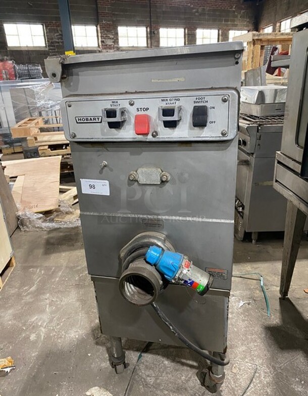 Hobart Commercial Heavy Duty Floor Style Meat Grinder! All Stainless Steel! On Casters! Model: 4246HD SN: 271052298 480V 60HZ 3 Phase - Item #1107707