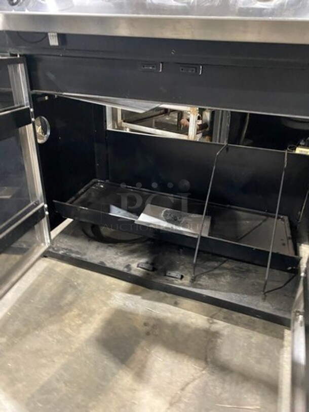 AWESOME! Char Broil Gas Powered Outdoor 6 Burner BBQ Grill! With Left Side Single Burner! Right Side Table! Hinged Lid! With Cabinet Storage Space Underneath! - Image 9 of 10