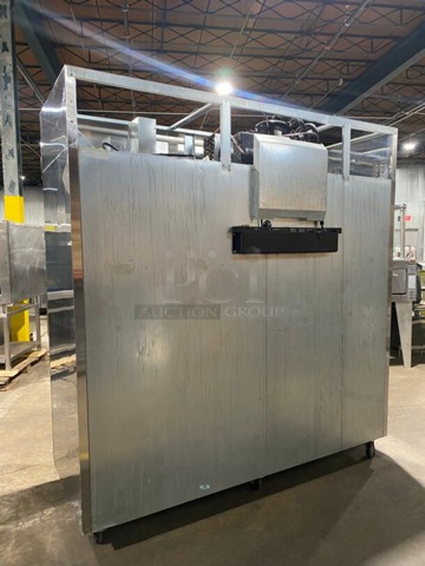 COOL! Turbo Air Commercial 3 Door Reach In Cooler! Poly Coated Racks! All Stainless Steel! On Casters! Model:M3F723 SN: M3F7L85018 115/208/230V 60HZ 1 Phase! Working When Removed! - Image 3 of 10