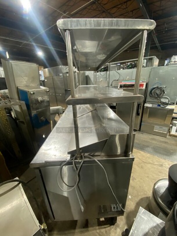 Turbo Air Commercial Refrigerated Sandwich Prep Table! With Double Overhead Shelf! With 3 Door Storage Space Underneath! All Stainless Steel! On Casters! Model: TST72SD 115V - Image 4 of 10