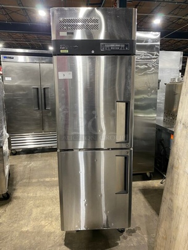 COOL! Turbo Air Commercial 2 Door Half Cooler Half Freezer Combo Unit! With Racks! All Stainless Steel! On Casters! Model: M3RF192N SN: H2M1RF2D7056 115V 60HZ 1 Phase