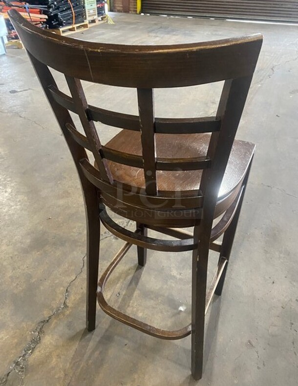 Wooden Window Back Bar Height Chairs! 4X Your Bid - Image 3 of 6