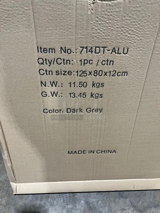 Brand New In The Box! DT All Alluminum Dark Gray Slats Dining Table! 30" By 48" With Legs! Perfect For Outdoors!  - Image 7 of 8