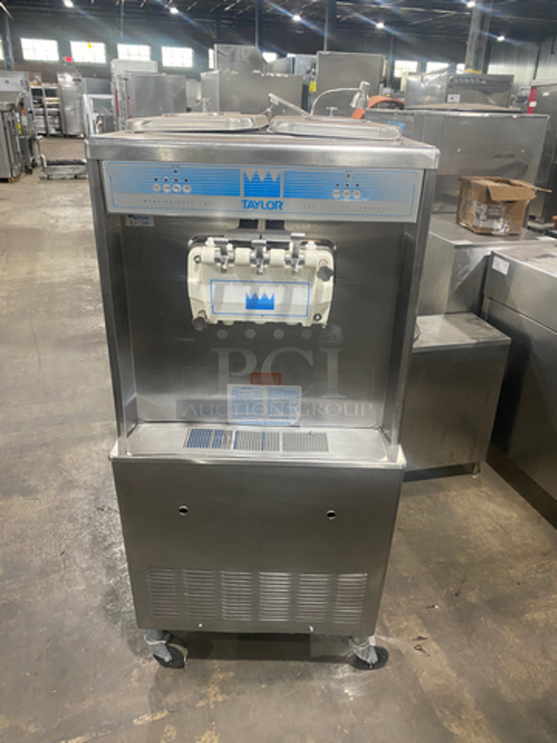 Taylor Commercial 3 Handle Soft Serve Ice Cream Machine! All Stainless Steel! On Casters! Model: 33927 SN: J6074235 208/230V 60HZ 1 Phase