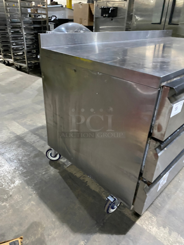 Silver King Commercial 5 Drawer Lowboy/Worktop Freezer! With 5 Drawer Storage Space! With Back Splash! All Stainless Steel! On Casters! Model: SKF72D SN: SBCH138491B 115V 60HZ  - Image 3 of 8