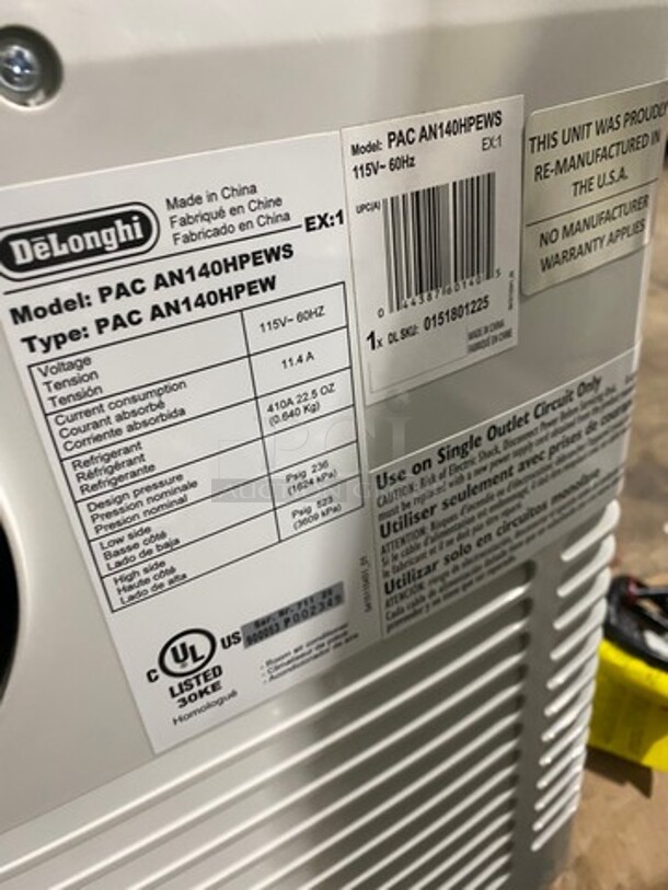 NEW! OUT OF THE BOX! SCRATCH-N-DENT! DeLonghi Portable Air Conditioner, Dehumidifier Fan With Heater Unit! 14,000 BTU! Model: PACAN140HPEW 115V - Image 5 of 7
