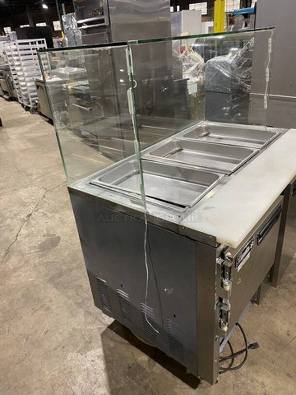 Leader 48 Inch Refrigerated Mega Top Sandwich Prep Table With Sneeze Gaurd! Model LM48SC Serial PW11M2201B! 115V 1 Phase! On Commercial Casters! - Image 3 of 9