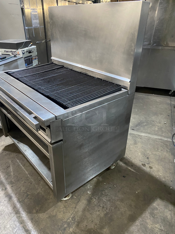 WOW! Jade Range Natural Gas Powered Char Broiler Grill! With Underneath Shelf Storage! With Raised Back Splash! All Stainless Steel! On Casters! - Image 2 of 10