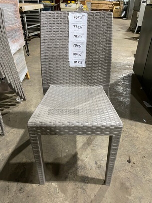 Brand New! Starlux Heavy Duty Poly Outdoor Wicker Style Dining Chairs! Suitable For Indoor/Outdoor Use!  5 X Your Bid!
 - Image 1 of 8