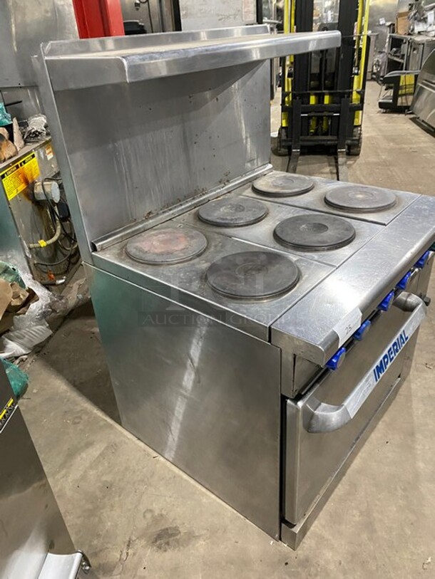 Nice! Imperial Stainless Steel 6 Burner Electric Powered Cooking Range w/ Oven and Raised Back Splash!  - Image 2 of 7