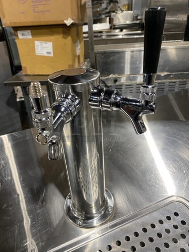 NICE!  Late Model Avantco Commercial Refrigerated Dual Tower Kegerator! With Towers! With 3 Door Storage Space Underneath! Poly Coated Racks! Model: 178UDD378 SN: 6436334321083608 115V 60HZ 1 Phase - Image 9 of 11