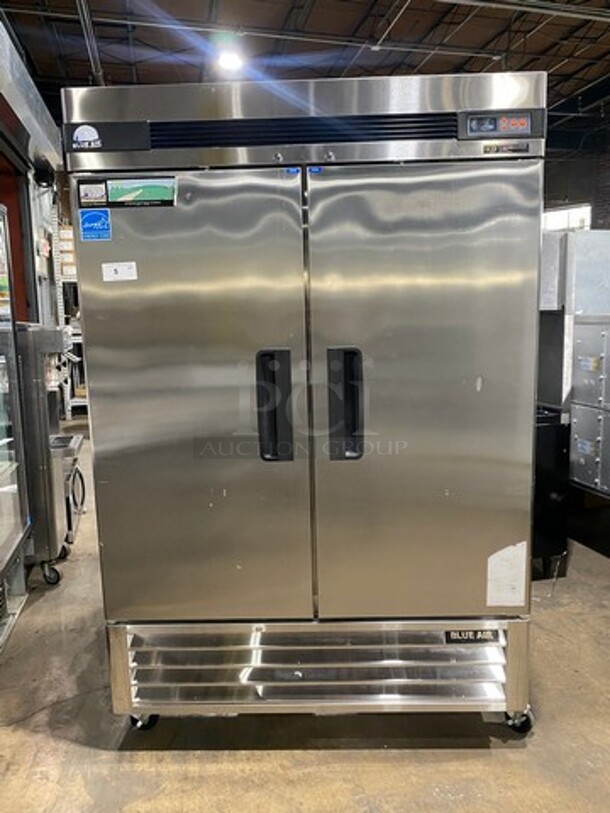 Blue Air Commercial 2 Door Reach In Freezer! With Poly Coated Racks! All Stainless Steel! On Casters! Model: BASF2 SN: LTF2N070017 115V 60HZ 1 Phase