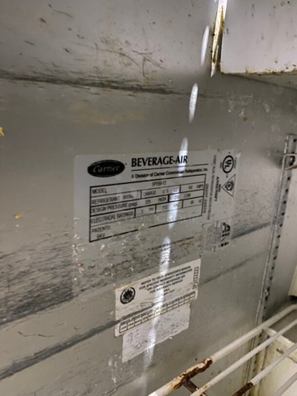Beverage Air 60 Inch Sandwich Prep Table/Bain Marie! With 2 Door Cold Storage Underneath! Model SPE60-12! 115v 1 Phase! On Casters!  - Image 7 of 10